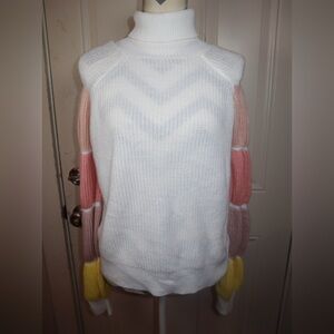 Colorblock Raglan Sleeve High Neck Sweater SIZE SMALL